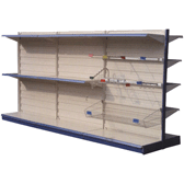 Hump back panel gondola shelving system for convenience stores