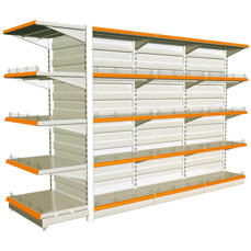 convenience store shelving system with hump back panels