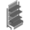 hump back panel shelving for convenience store