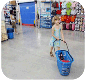 mobile trolley baskets runing in the supermarkets