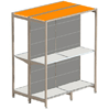Gondola shelving system with outrigger upright frames,for supermarkets display and storage.